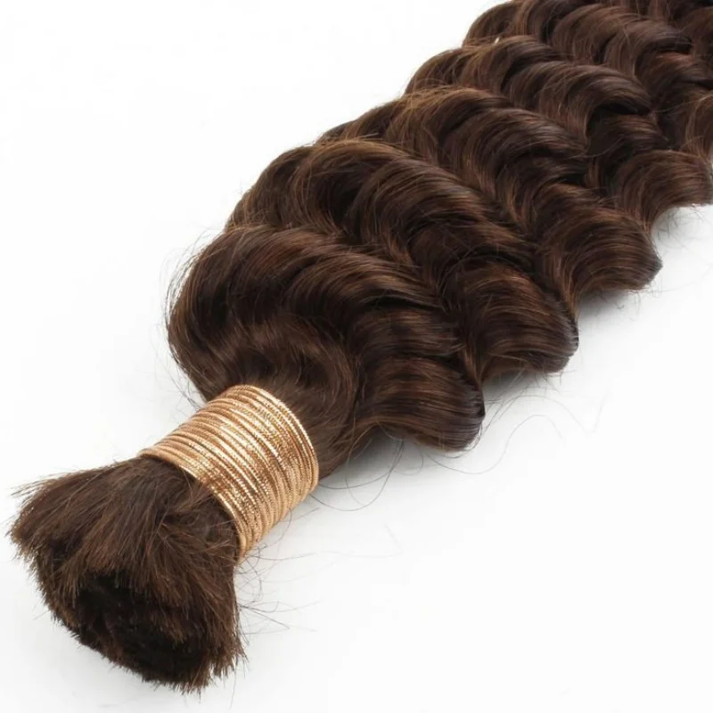 2 Bundles Human Hair Bulk For Braiding Colored Chocolate Brown Human Hair Extensions 110g Per Pack Curly Boho Hair For Braidings S3fe70330f4c148f0895c165d47fa5d31Y