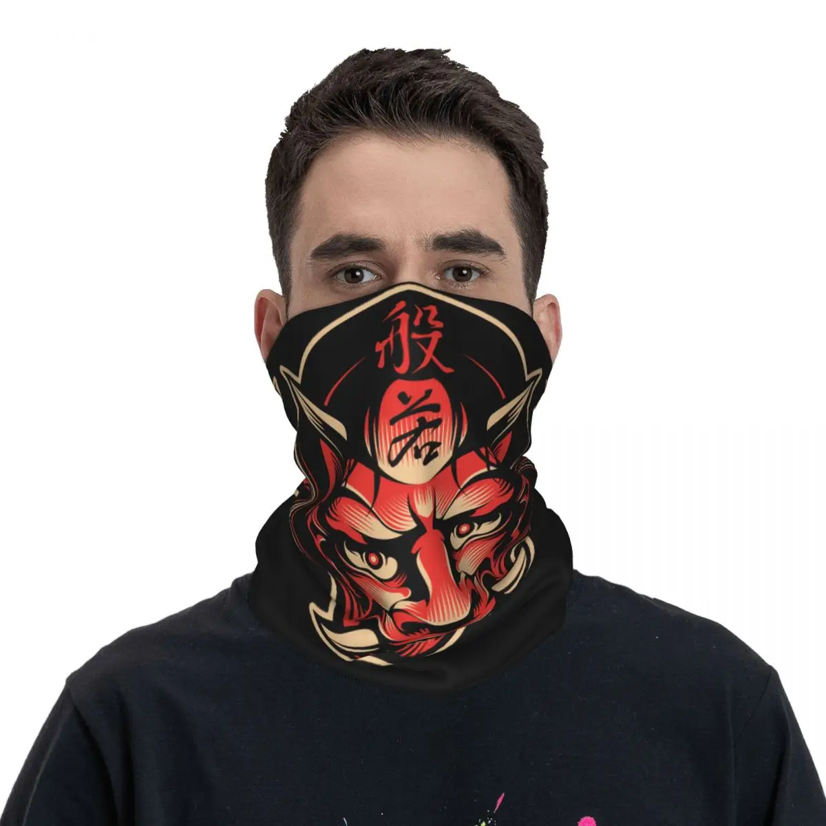 

2023 Hannya Japanese Oni Bandana Stuff Neck Cover Printed Horror Mask Scarf Multifunctional Mask For Running Suit All Season