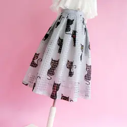 Casual Loose High Waist Cartoon Printed Skirt Summer Fashion Women's Clothing A-Line Korean Sweet Pleated Skirts for Female