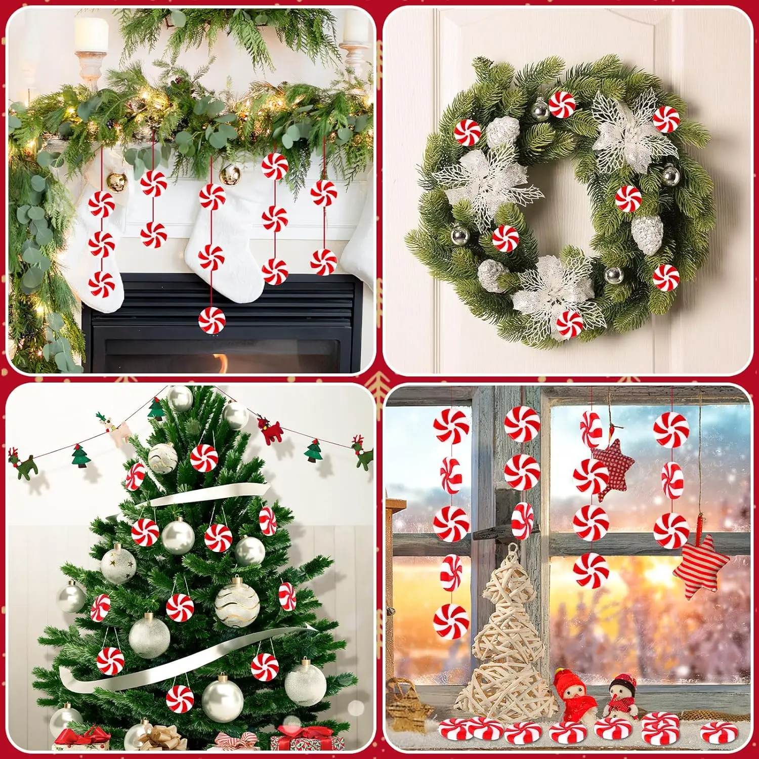 10/30pcs Candy Cane Christmas Decorations Red White Fake Peppermint Ornaments For Xmas Holiday Decor Party Favors Crafts Gift