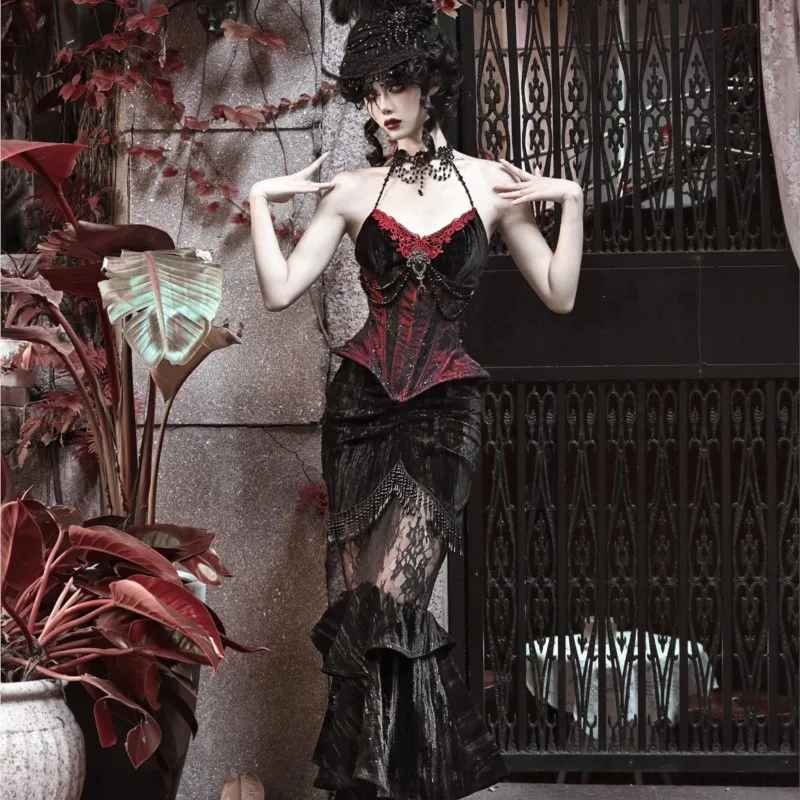 Velvet Sheath Fishtail Skirt Slimming