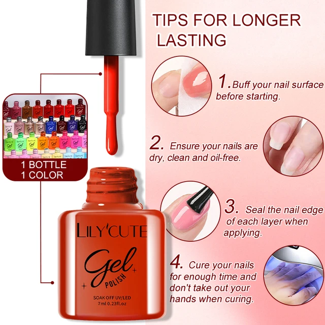 LILYCUTE 7ML Smalto per unghie gel caramello rosso scuro 125 colori Semi permanente Soak off Base Top Coat Manicure UV Nail Art Gel Varnish 6