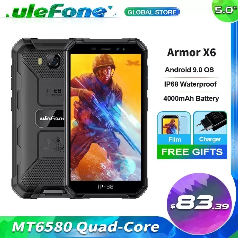 motorola moto cell phone Ulefone Armor X6 IP68 Waterproof Rugged Phone MT6580 Android 9.0 Quad-Core 4000mAh 2GB 16GB 3G Global Network Mobile Phone upcoming google phone