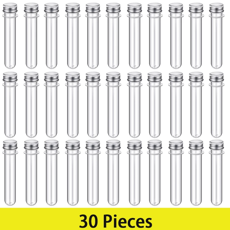 

30Pcs Test Tubes,40ml Clear Plastic Test Tubes with Screw Caps,23x140mm Tube for Sample,Science Party,Gumball,Candy,Bath Salts