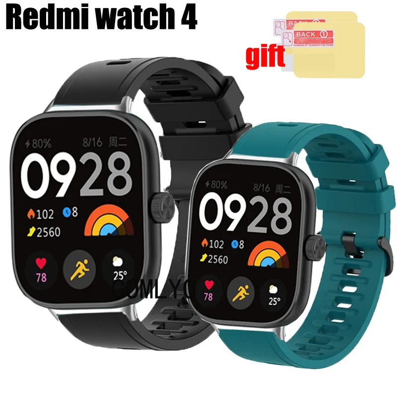 

Силиконовые ремешки для Redmi watch 4, ремешок для умных часов, мягкий ремешок для браслета, Защитная пленка для экрана