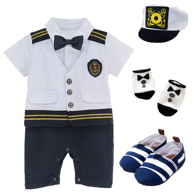 Disfraz de capitán para bebés, conjunto de ropa de marinero para para recién nacidos, con sombreros zapatos - AliExpress