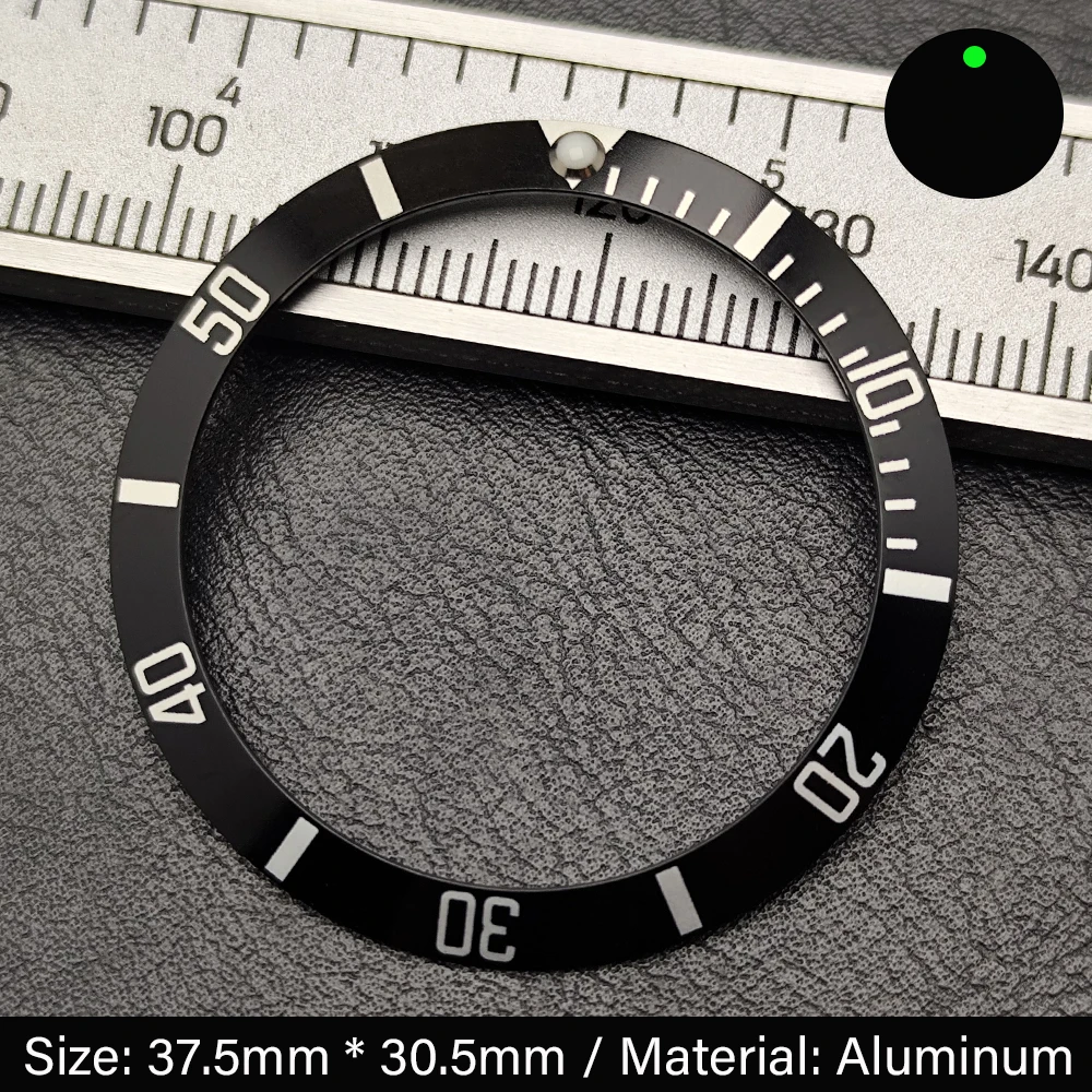 Sleek Black 37.5mm Bezel Insert for Watch Cases – Ceramic/Aluminum Finish