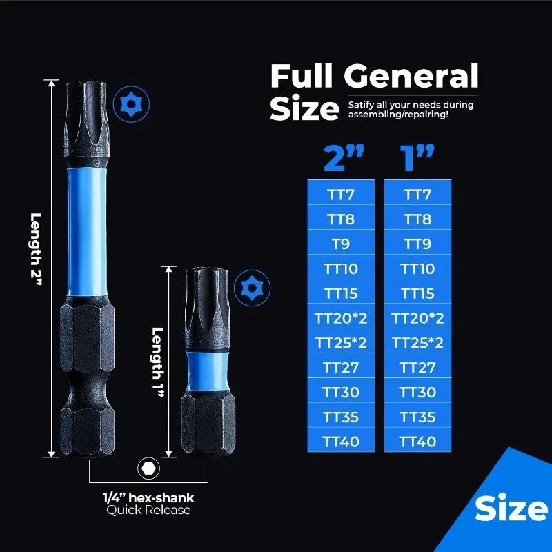 Premium Impact Torx Drill Bit Set - Magnetic Hex Head Screwdriver Bits