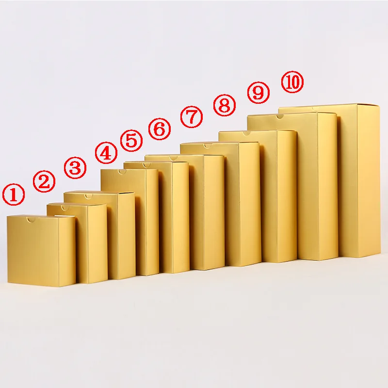 100 Teile/los 10 Größe Gold Schublade Papier Box Für Verpackung Blank Kraft Karton Boxen Süßigkeiten Seife Geschenk Party Box – Detail 2
