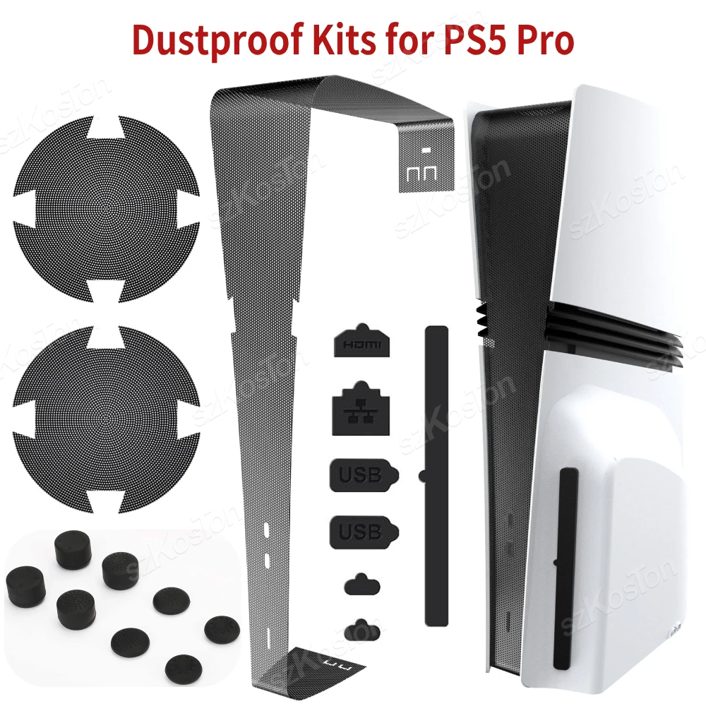 Premium Dust Protection & Cooling Kit for Gaming Consoles - 8-in-1 Dust Cover, USB Port Plugs, Cooling Fan, and Dust Filter Accessories