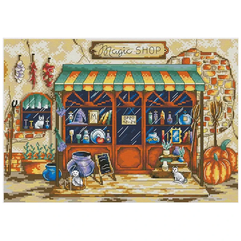

Grocery Store Cartoon Patterns Counted Cross Stitch DIY 11CT 14CT 16CT 18CT DIY Cross Stitch Kits Embroidery Needlework Sets