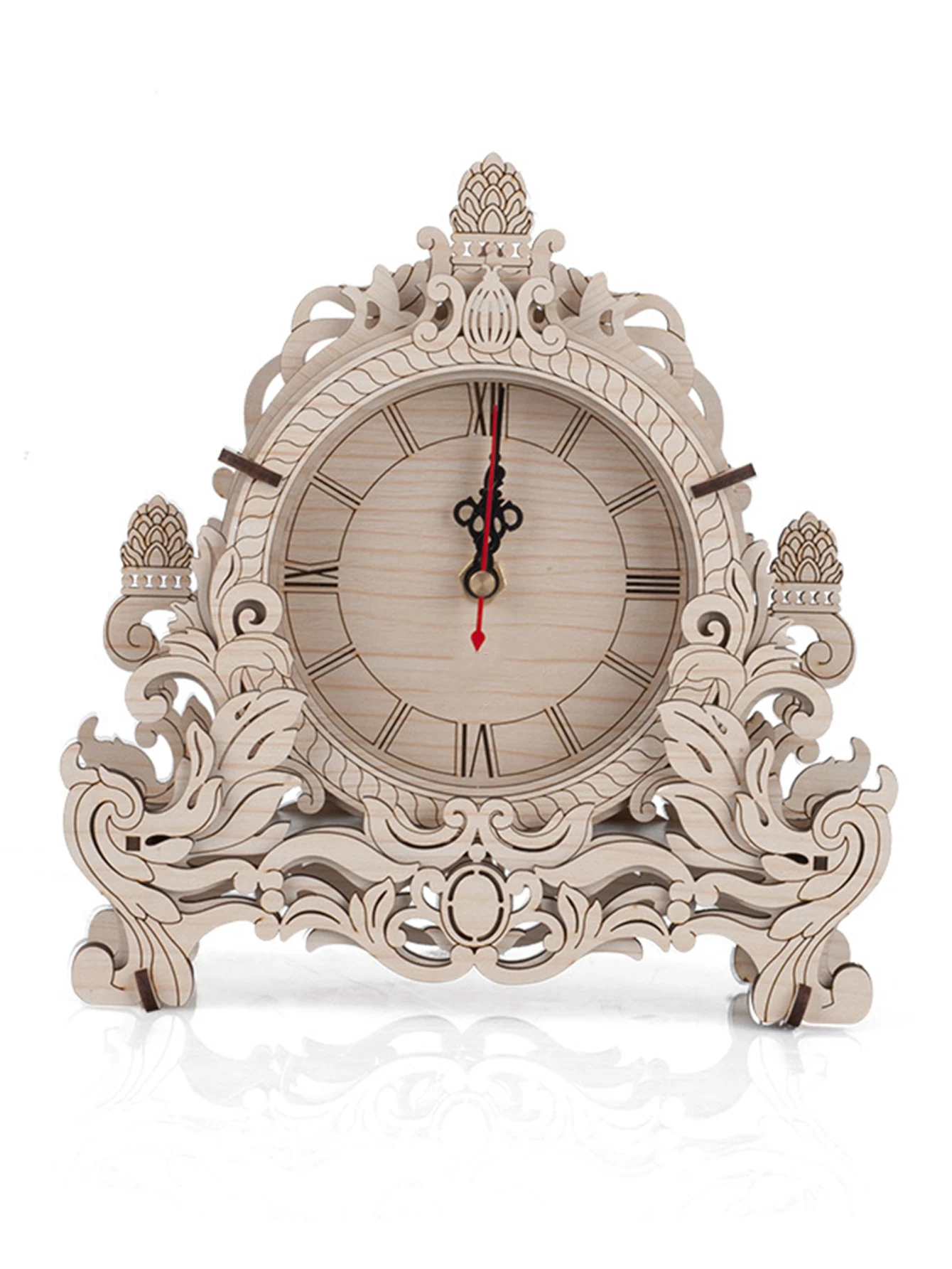 3D Wooden Desktop Clock Puzzle Kit – DIY Architectural Model Gift