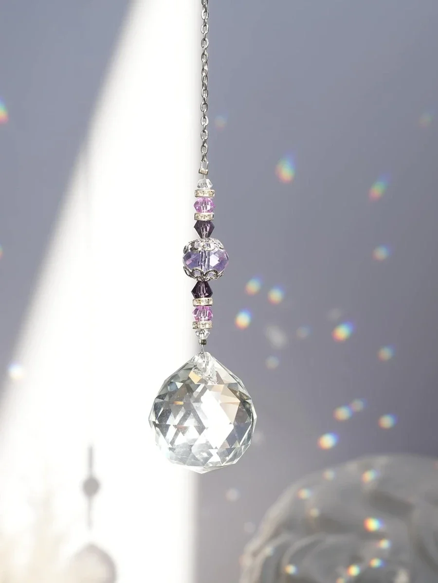 Sun Catcher Crystal Pendant Sun Catchers Window Ornament 1pc colored crystal Moon Catcher garden decoration window hanging suitable for weddings and home embellishments