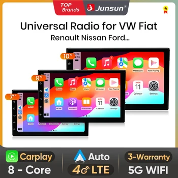 Junsun-reproductor Multimedia con pantalla táctil IPS y navegación GPS para coche, autorradio estéreo Universal de 7, 9 y 10 pulgadas con CarPlay inalámbrico, Android, 4G, WiFi, Bluetooth, DSP 1