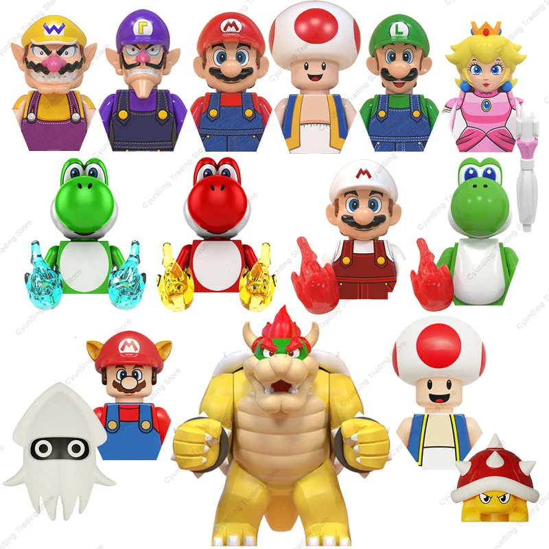 Super Mario Bros Mini Action Figures, Luigi, Yoshi, Sapo Bowser