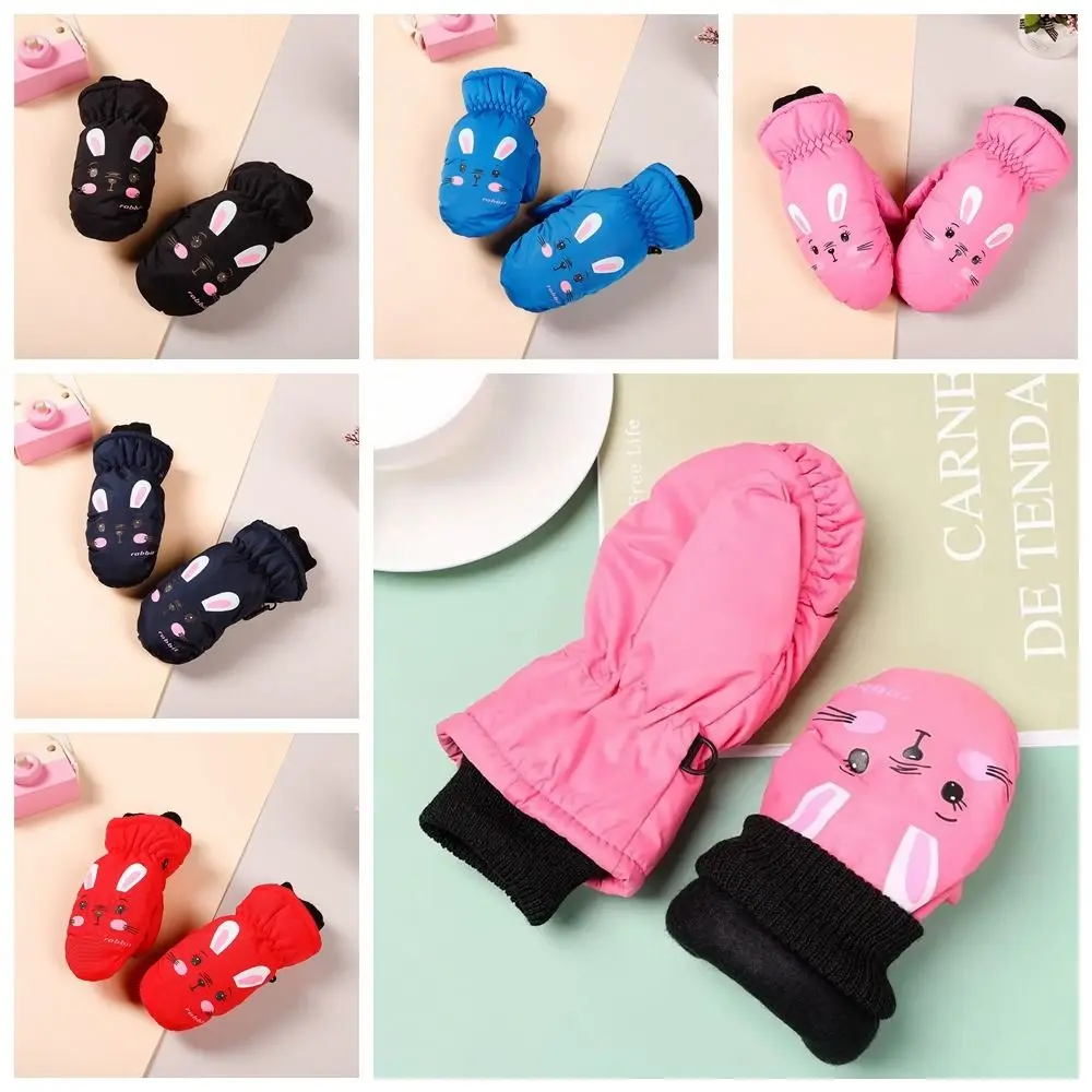 

Aged 0 To 5 Years Winter Ski Gloves Kids Windproof Waterproof Rabbit Sports Mittens Rabbit Thick Warm Cartoon Rabbit Mittens