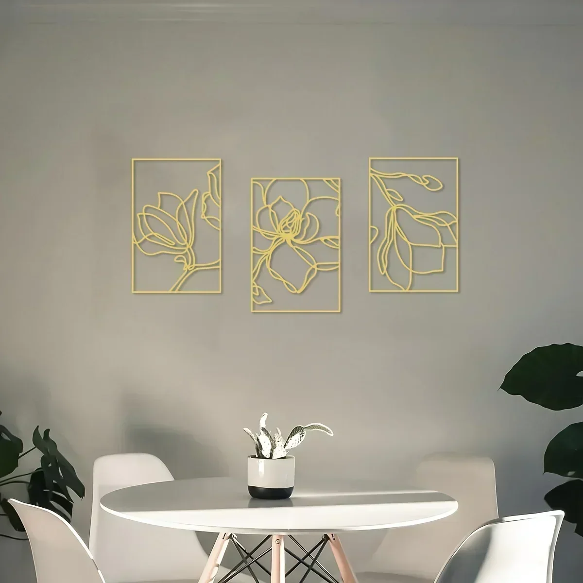 

HELLOYOUNG Metal Wall Art Metal Wall Hanging Decor Large Gold Wall Decorative Art Frames Floral Artwork Metal Art Home Decor