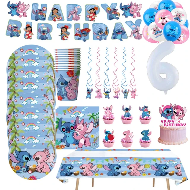 Fournitures de fête CAN o Stitch pour enfants, assiette en papier  britannique, ballon, bannière, nappe, décor de fête d'anniversaire, baby  shower, poulet - AliExpress