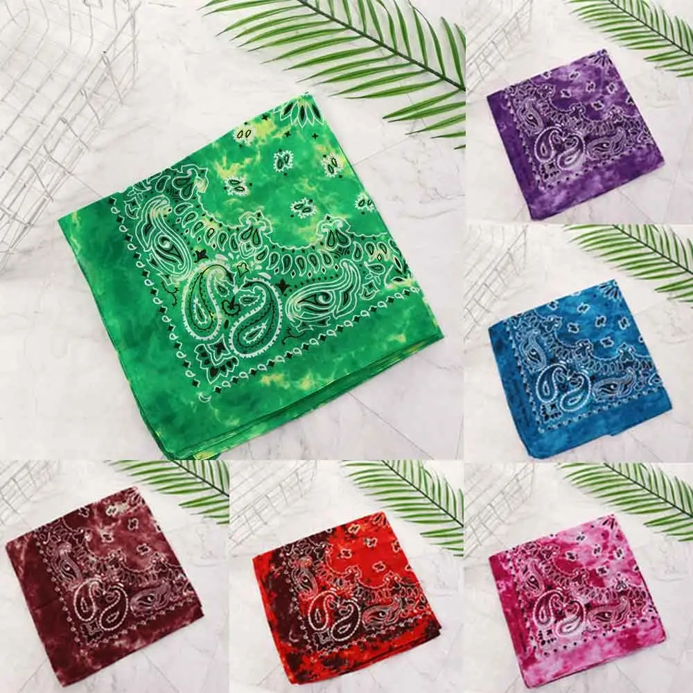 Square Scarf Hair Band Neck Scarf Cotton Bandana Hip Hop Paisley Headband Kerchief Neck Wrap Cashew Tie-dye Seamless Scarves DIY