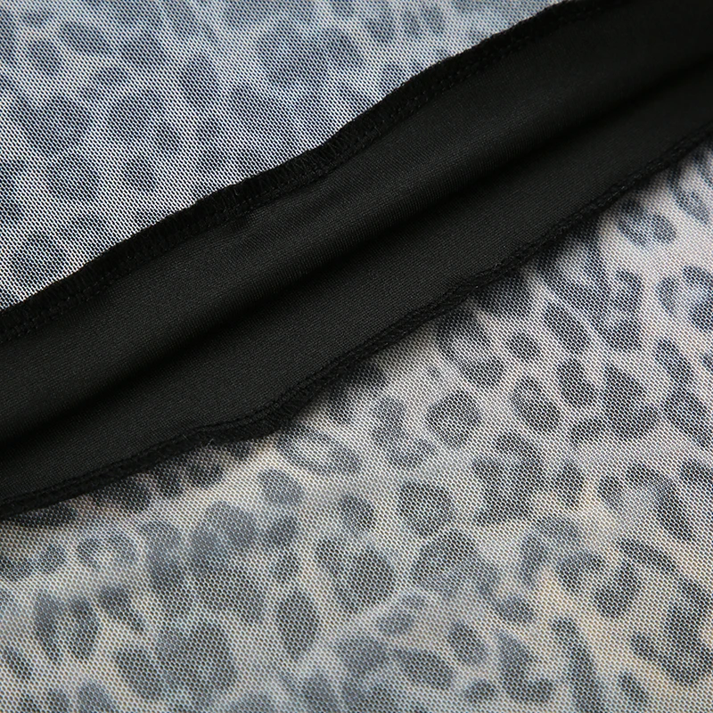 Retro Brown Leopard Y2K Long Skirts Women Lace Trim Hem Two Layers Mesh Vintage Aesthetic Elegant Fashion Women Clothing
