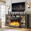 59'' Fireplace TV Stand, 3 Sided Glass Media Entertainment Center Console Table Glass Door Adjustable Flame LED Color, TV Stand 1