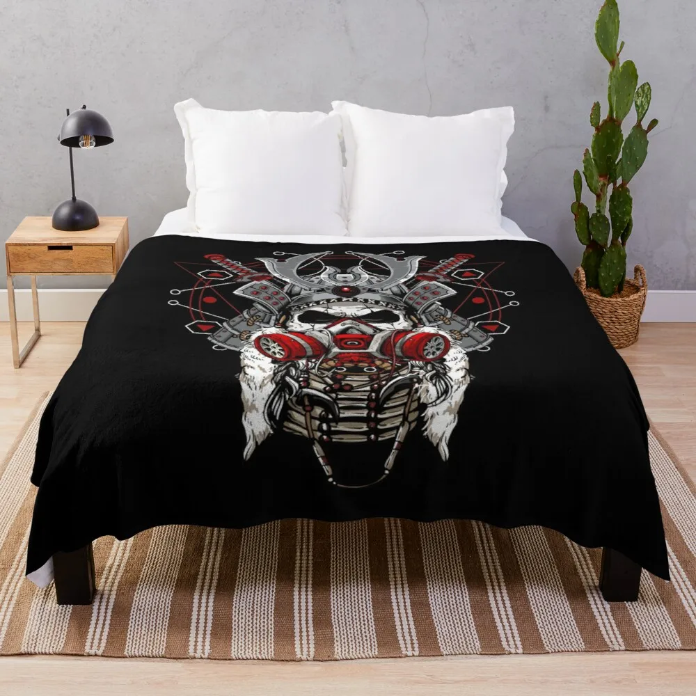 

Samurai skeleton. Throw Blanket Oversized Throw Blanket