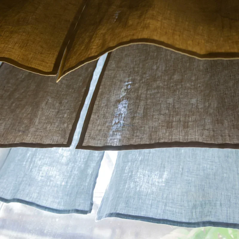 

Rushed Japanese-Style Faux Linen Curtains Semi Sheer Drapes Curtain Rod Pocket Home TJ7381 Windows For Patio Sliding Doorway