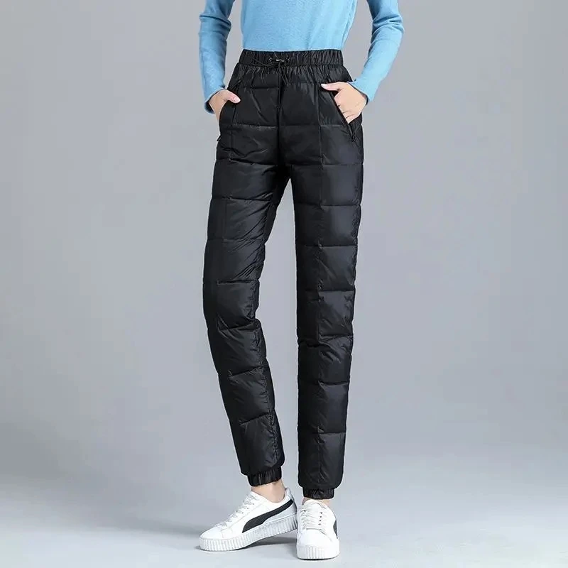 2023 Warm Winter Down Cotton Thicken Harem Pants Casual Thick Fluffy Women Ankle-length Pantalones Snow Wear High Waist Spodnie
