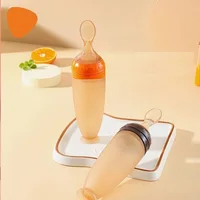 Baby Feeding Bottle Dispensing Spoon Newborn Training Rice Paste Cereal Safe Tableware Silicone Squeezing Food BPA Free for Kid 2