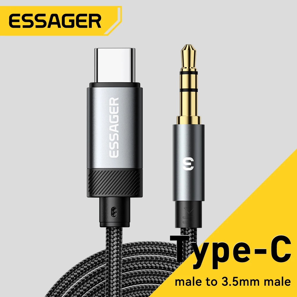 Essager USB Type C aux cable USB A/Lighting to 3.5mm jack audio cable for phone car headphone PC tablet TV adapter