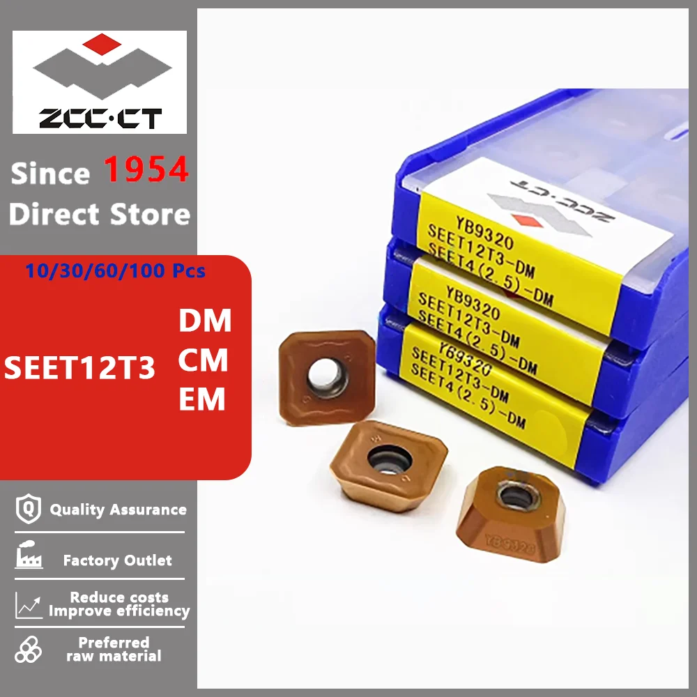 

ZCCCT SEET12T3 DM CM EM Medium Machining Milling Insert Machine Carbide Turning Tools CNC Cutter TOOL MAN SEET Blades