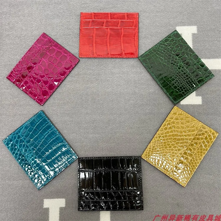 

2023 Hand Sewn Wax Thread High Gloss Crocodile Leather Card Bag Business Card Clip For Men And Women's Luxury Card Holder 45