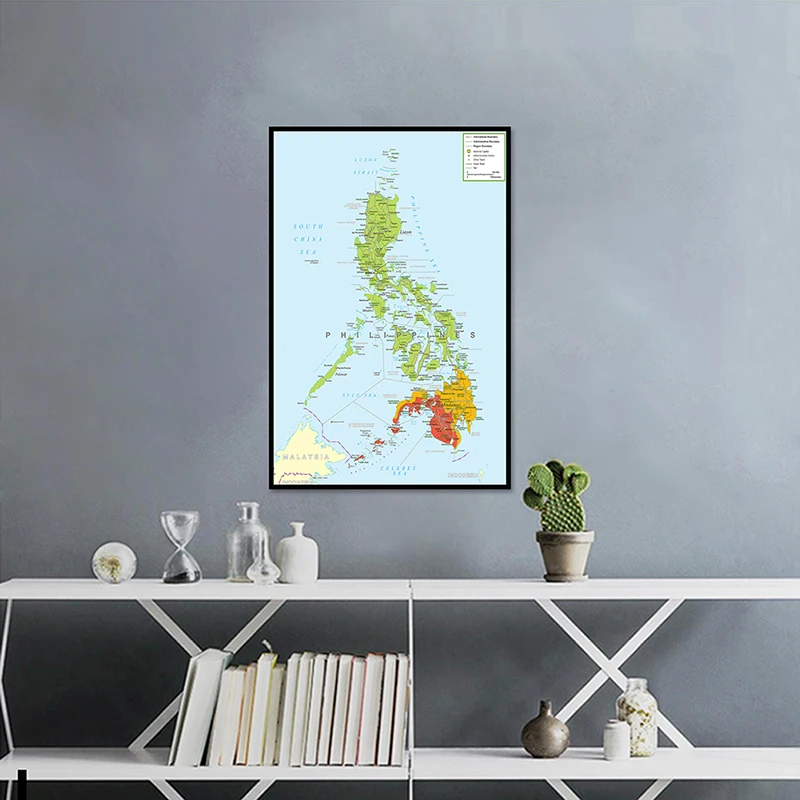 42*59cm Map of The Philippines Wall Decorative Poster Canvas Painting Unframed Art Print Living Room Home Decor School Supplies