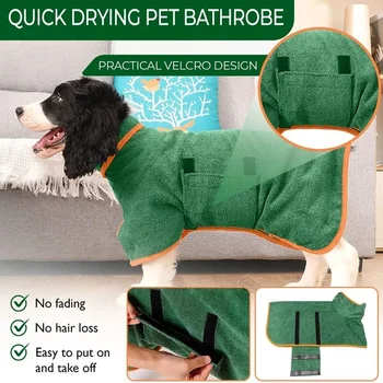 Adjustable Quick-Dry Pet Bathrobe for Dogs & Cats