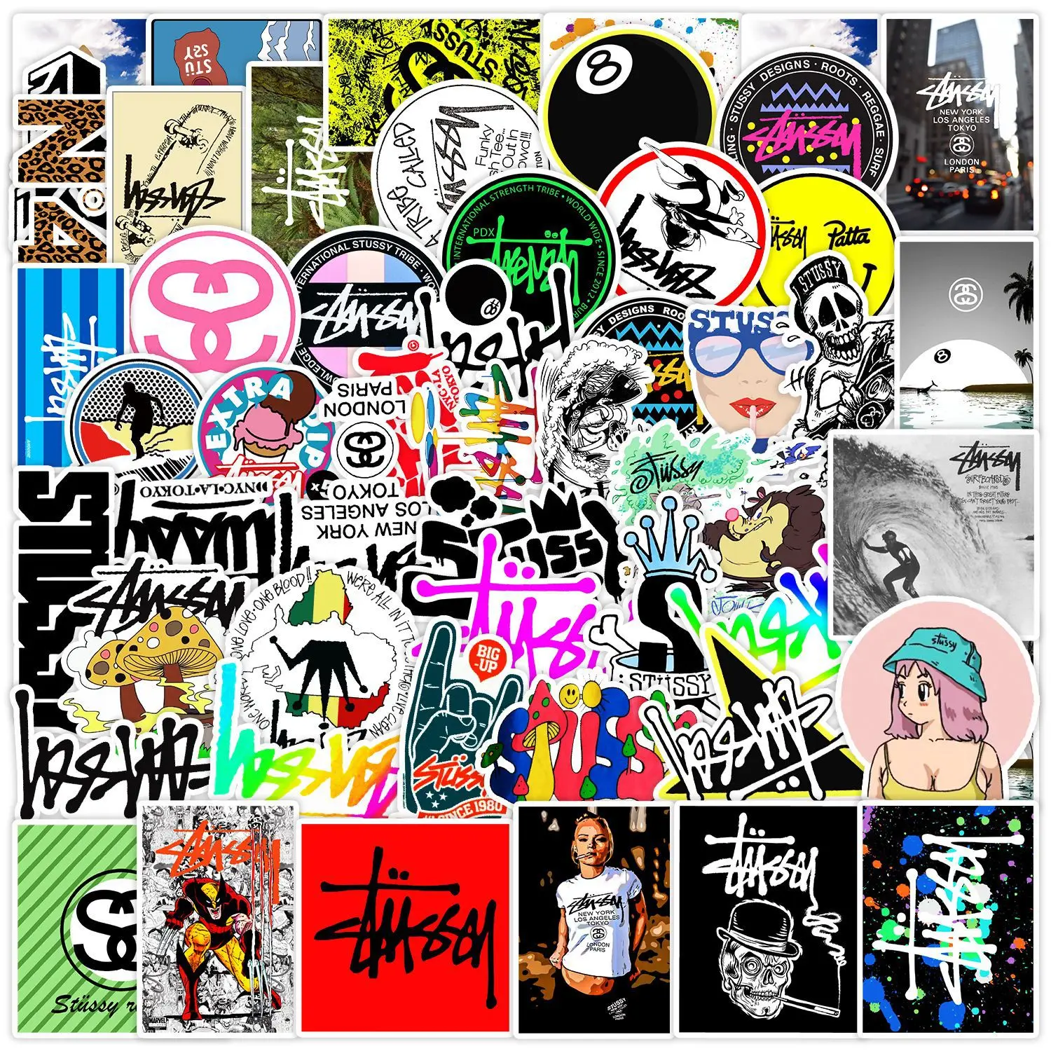 50pcs Fashion Trendy Mobile Phone Refrigerator DIY Waterproof Sticker 5