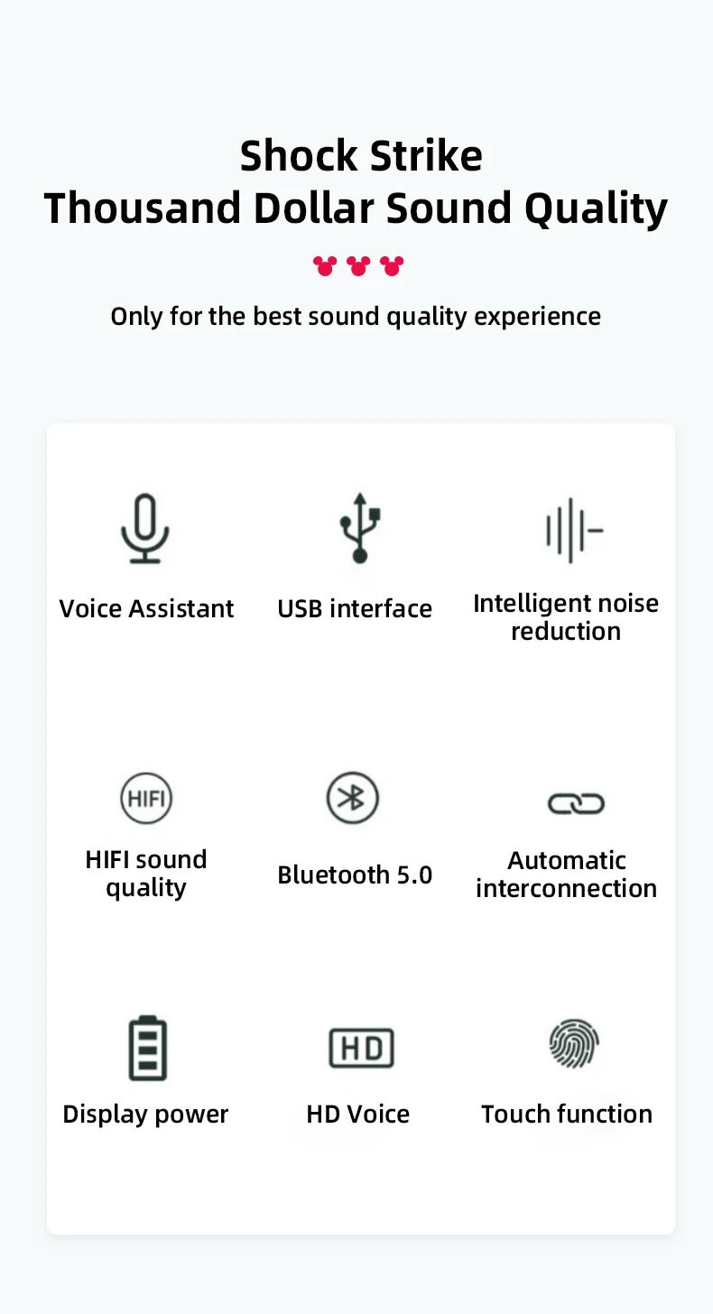 Disney T20 TWS Sport-Bluetooth-Kopfhörer mit Geräuschreduzierung