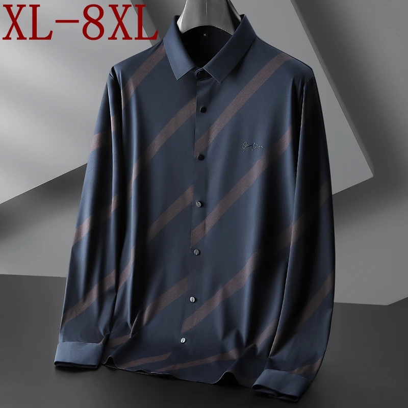 

Мужская свободная рубашка с длинным рукавом, размеры до 6XL