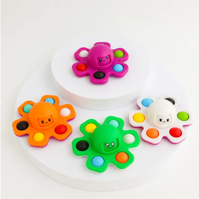 3 in1 Flip Octopus Poppit Toy Finger Spinner Toys Anti Stress Hand Fingertip Gyro Push Bubble Pop Change Face Poppit Toy sensoriale 6