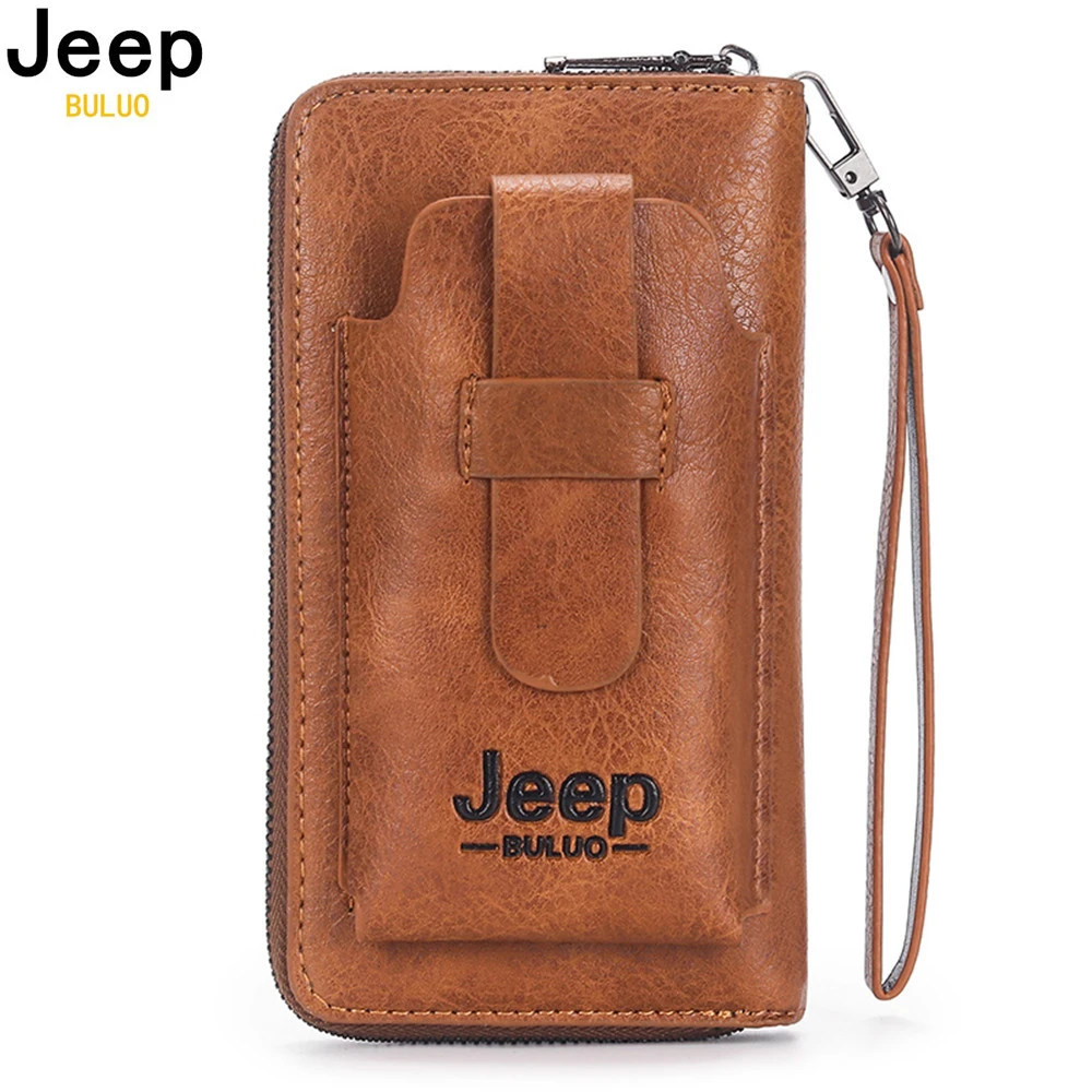 Jeep 革製の携帯電話のポケット 男性用の財布 ダブルジッパー付きの高級財布 大容量の革製ポーチ Wallets Aliexpress