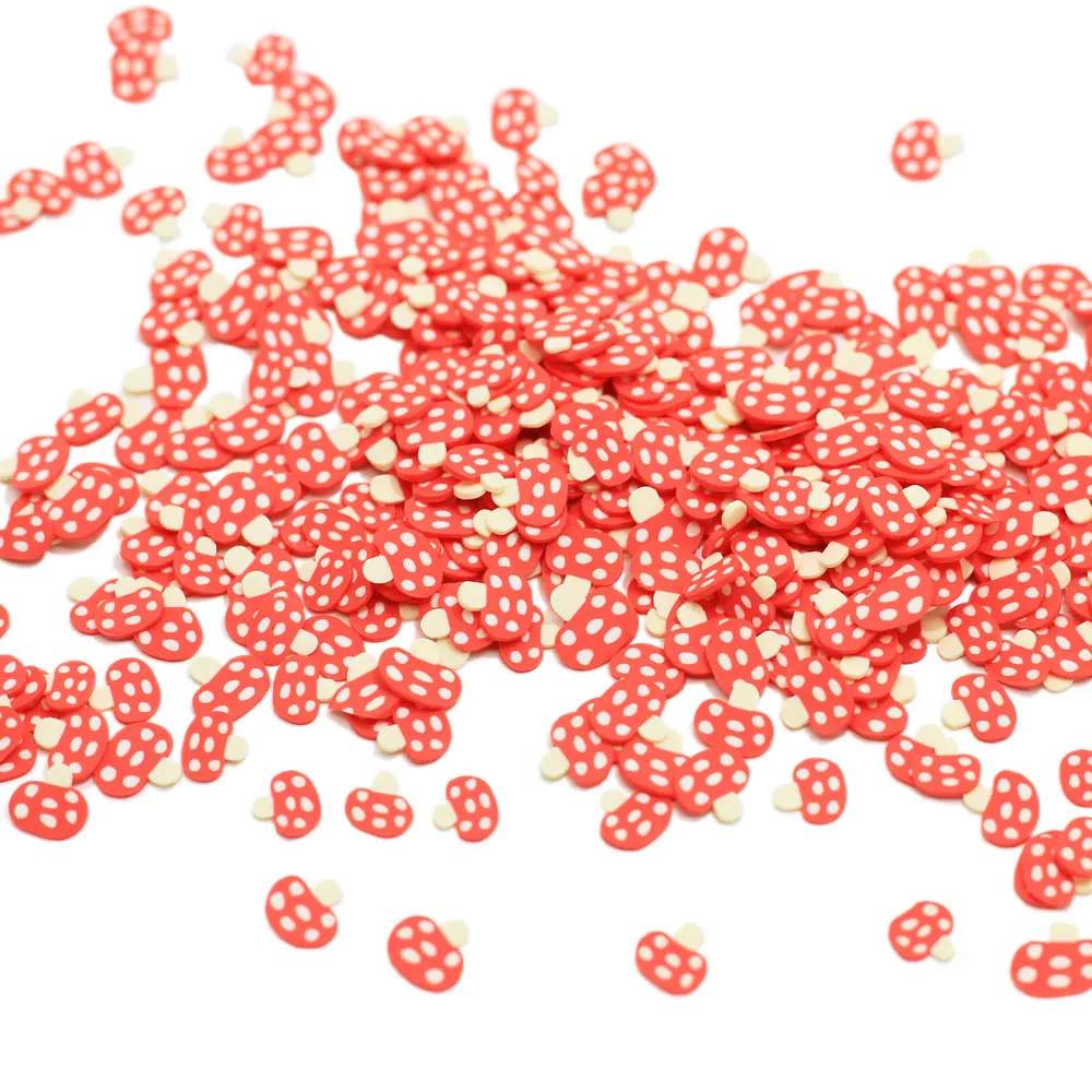 5mm Red Mushroom Slices Polymer Clay Sprinkles DIY Crafts Making Slime Filler Nail Arts Decoration