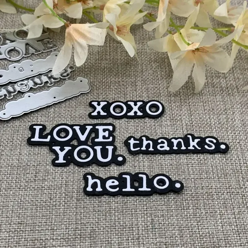 Hello xoxo, Danke, ich liebe dich, Metall-Stanzschablonen für DIY-Scrapbooking, dekorative Prägung, Handarbeit, Stanzschablone