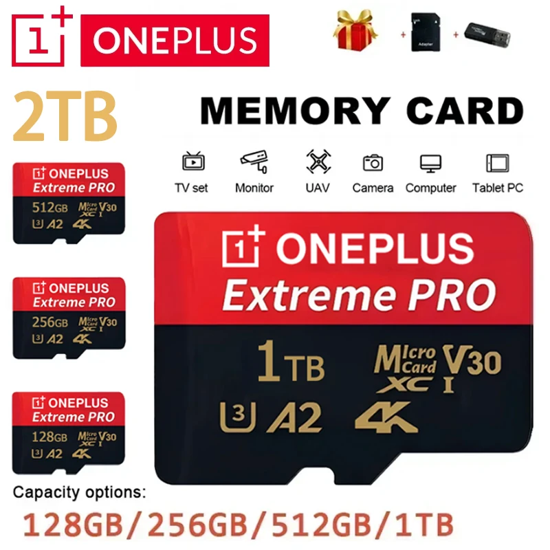 원플러스 128GB 마이크로 2TB TF/SD 카드 고속 메모리 카드 안정적인 성능 1TB 512GB 휴대폰 디지털 카메라 노트북 PC MP3용