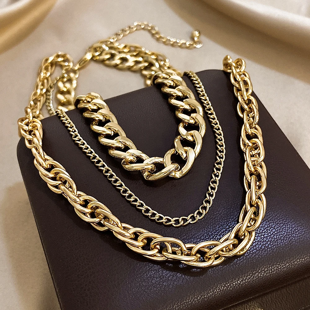 Flashbuy Chunky Gold Color Chain Heavy Metal Thick Twist