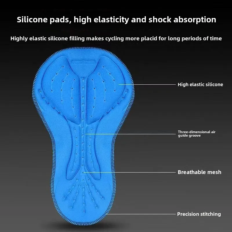 Blue Silicone Cycling Seat Cushion Moisture Wicking Breathable Comfortable Silicon Bike Shorts Padded Seat Pad Cycling Gear