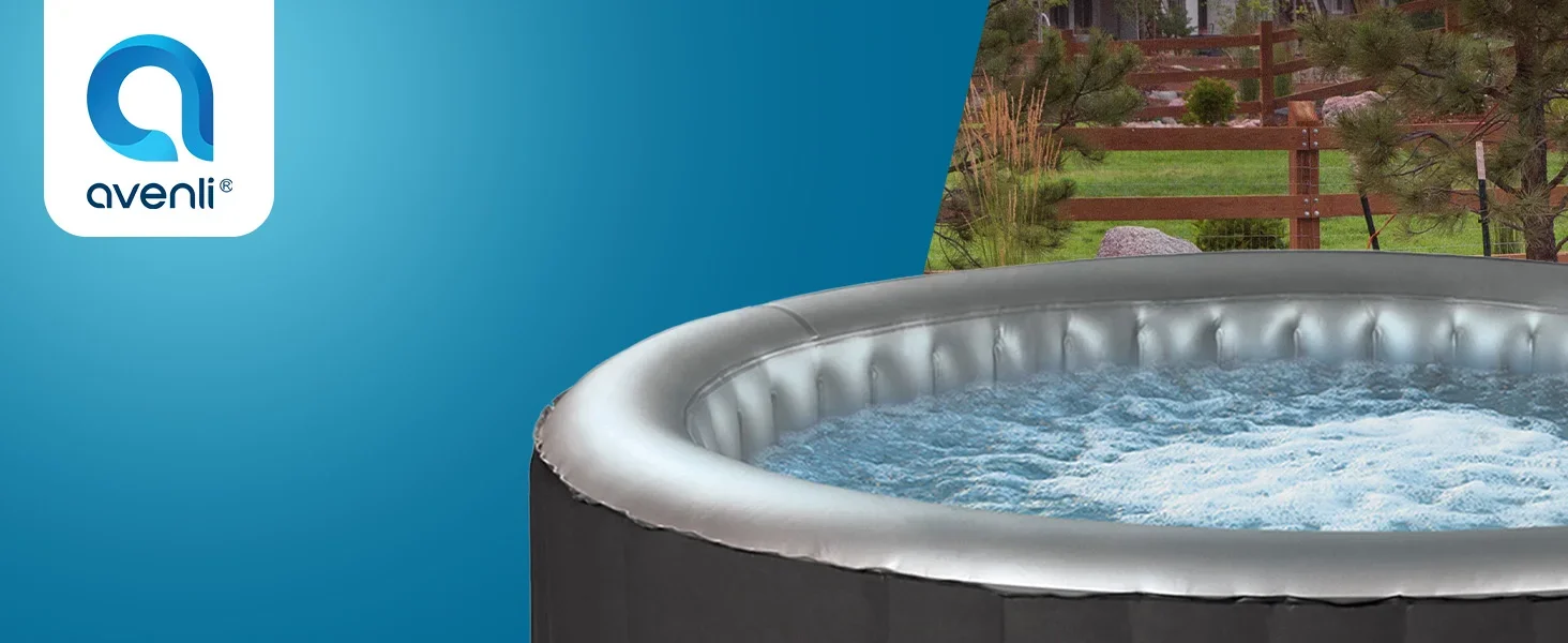 Close up photo of the Avenli Black Round Hot Tub Spa