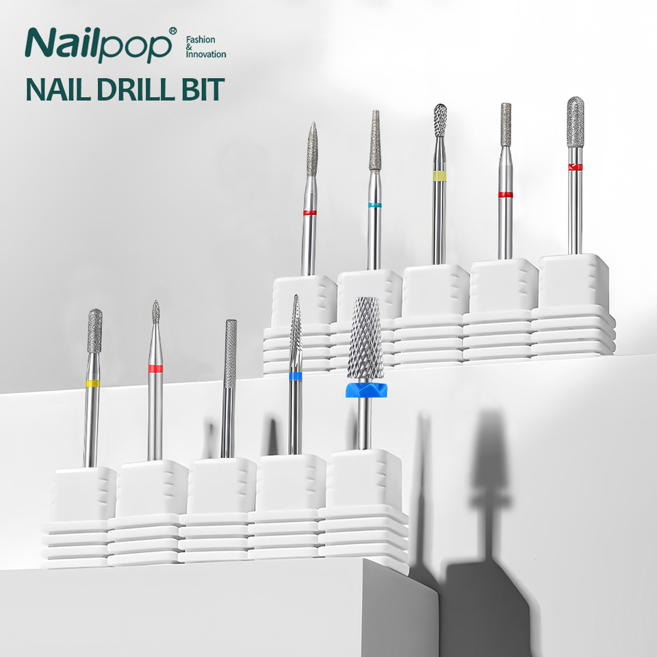 Nailpop Nail Drill Bits Set Tungsten Carbide Sanding Bit Set for Nail Drill E File,Cuticle Cleaner Nail Gel Polish Remover Tool