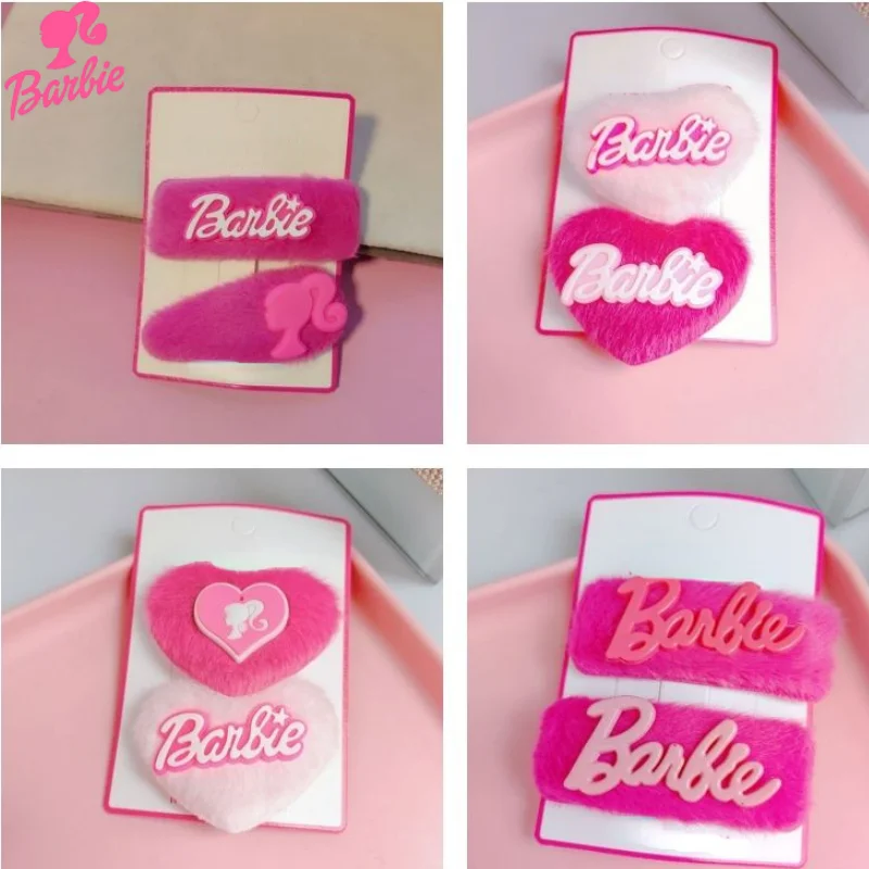 

MINISO Cute Barbie Girl New Style Simple Versatile Sweet Kawaii Creative Cartoon Letters Plush Hairpin Holiday Gift Wholesale