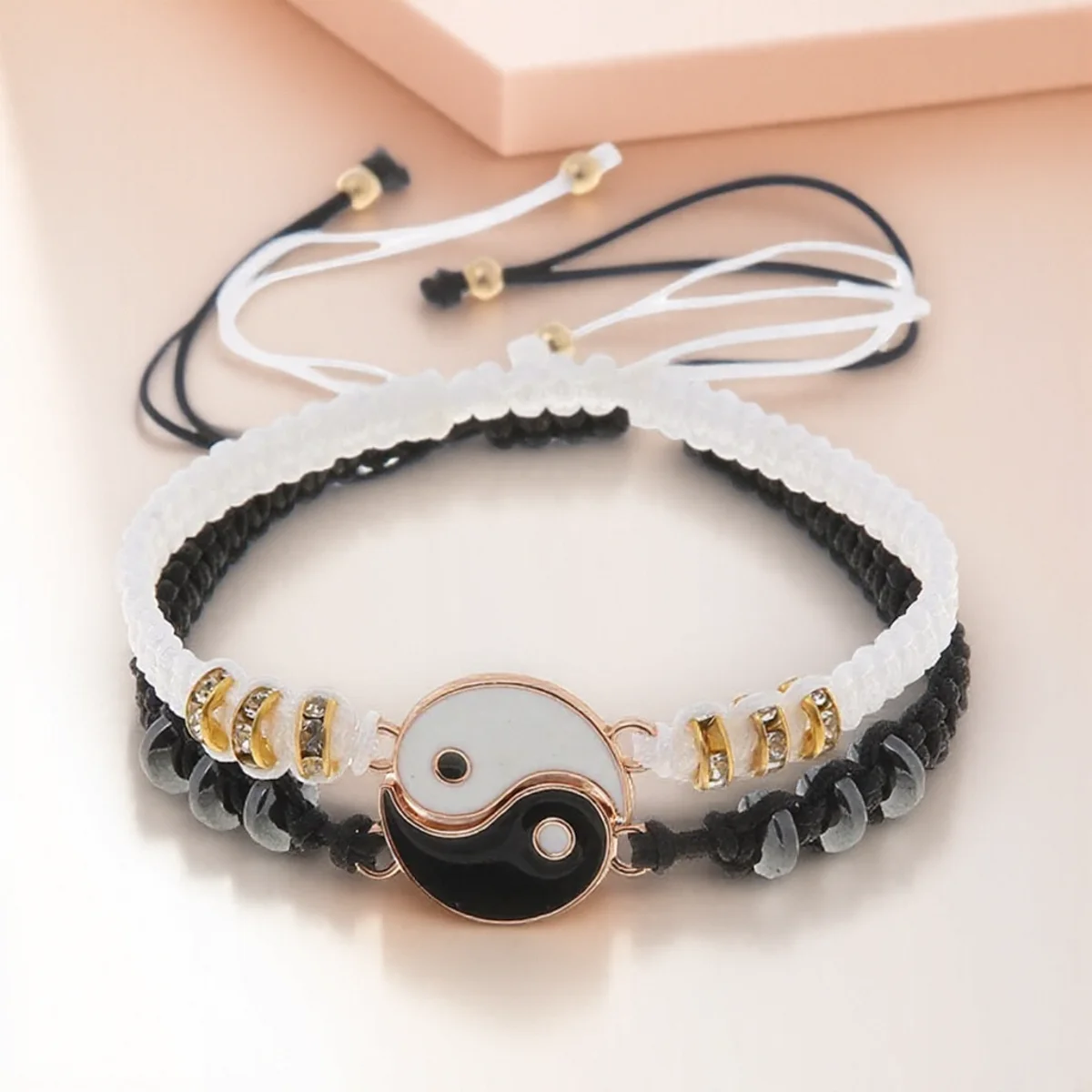 Bracciali Dell'amicizia Yin E Yang – Set Da 2 Cordini Intrecciati Regolabili – Per Coppie E Migliori Amici