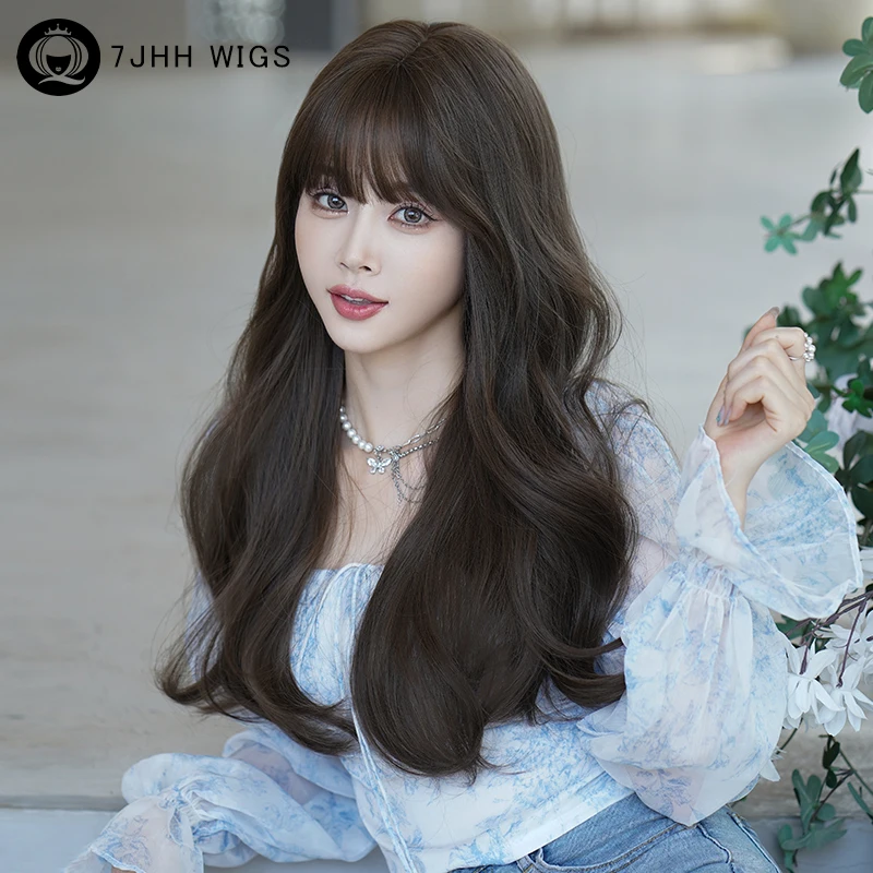 7JHH WIGS Fashion Wavy Light Brown Wig for Women Daily Use High
