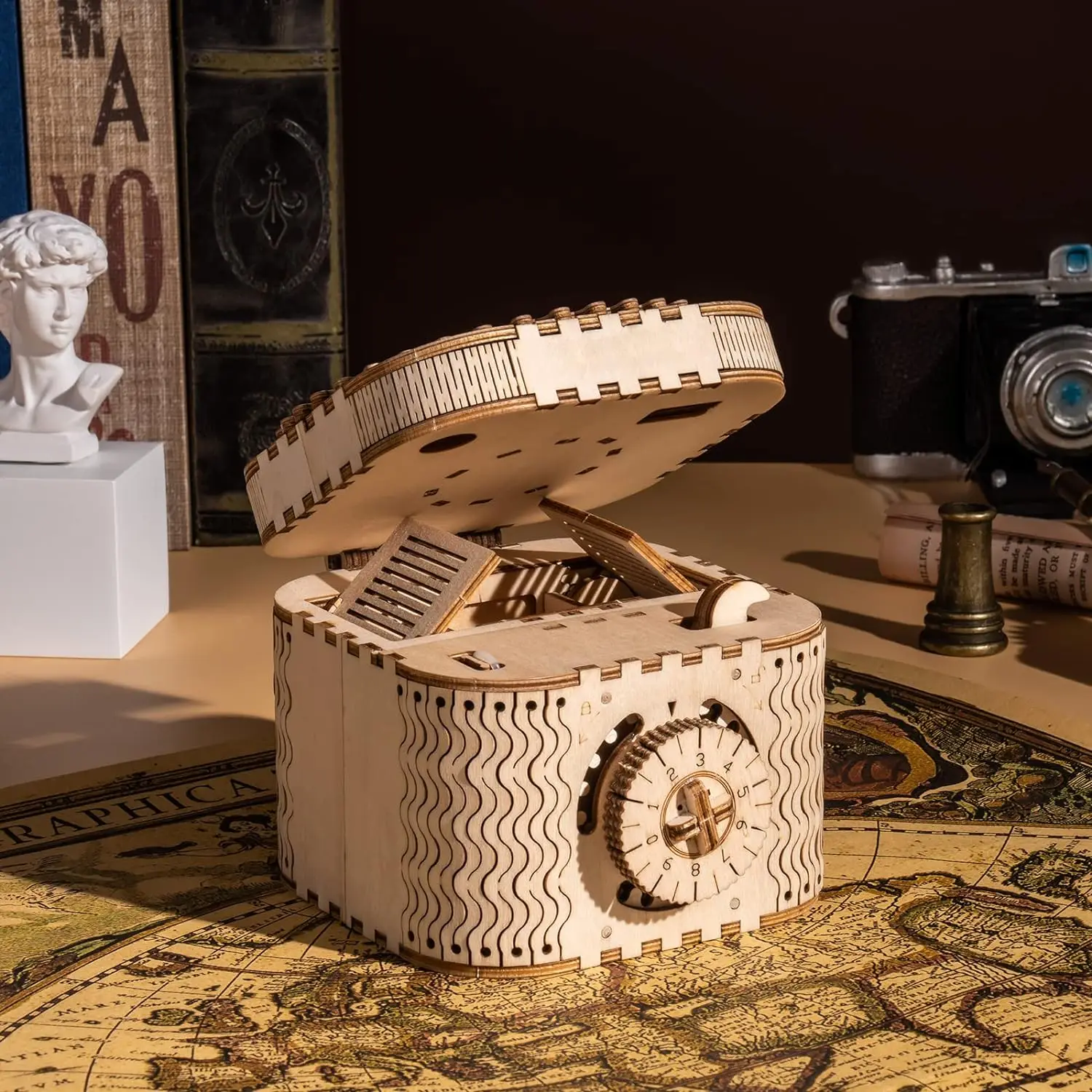 宝物屋 Robotime rokr 3d-木製パズル収納ボックス,子供のおもちゃの建設モデル